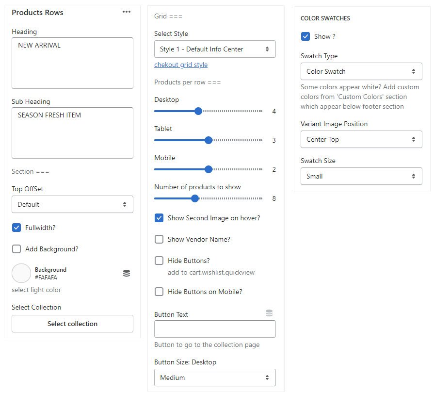 Premium Shopify Theme - Products Rows