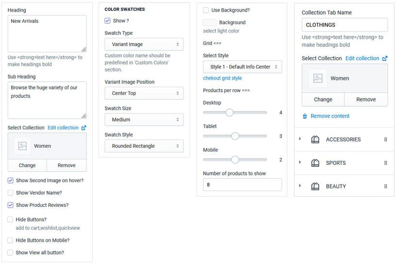 Premium Shopify Theme - Collections Tabs and Products Slider