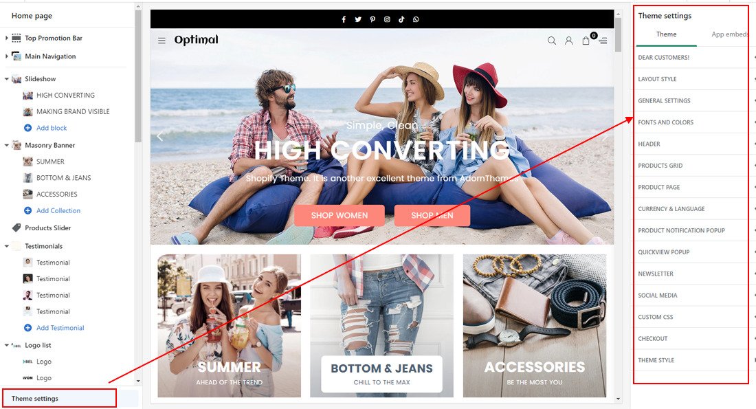 Premium Shopify Theme - Theme Settings
