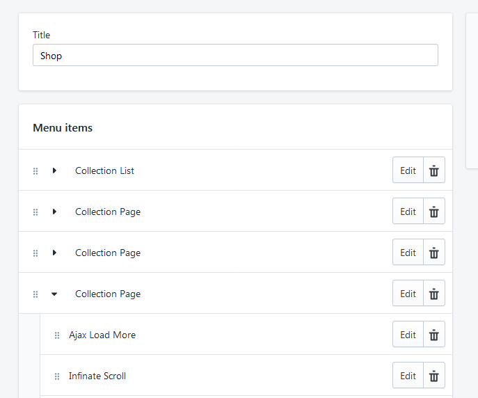 Shopify multi level menu