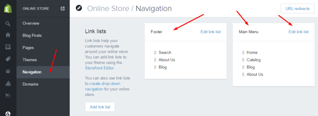 Shopify-Navigation-editing
