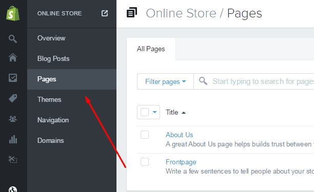 Shopify-Pages-menu