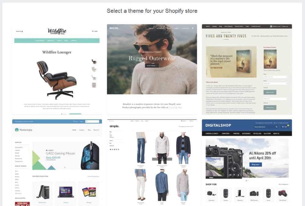 Shoify online store lists
