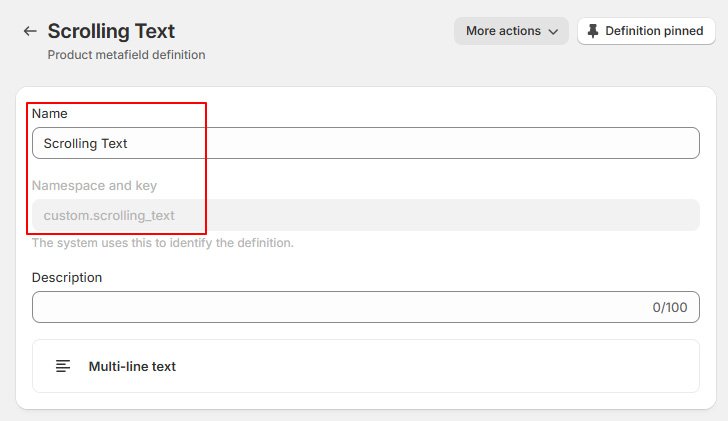 Metafields for scrolling text option