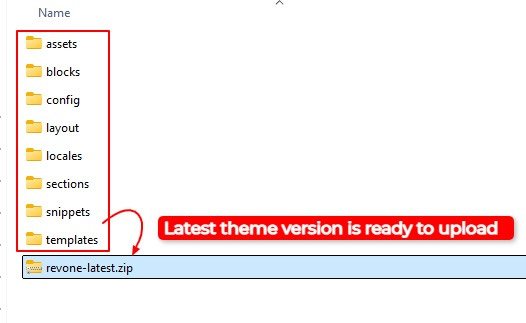 How to update revone shopify theme